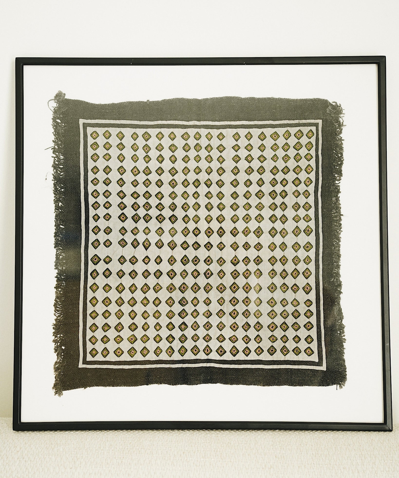 Kim Vintage Hand Embroidered Textile Wall Art