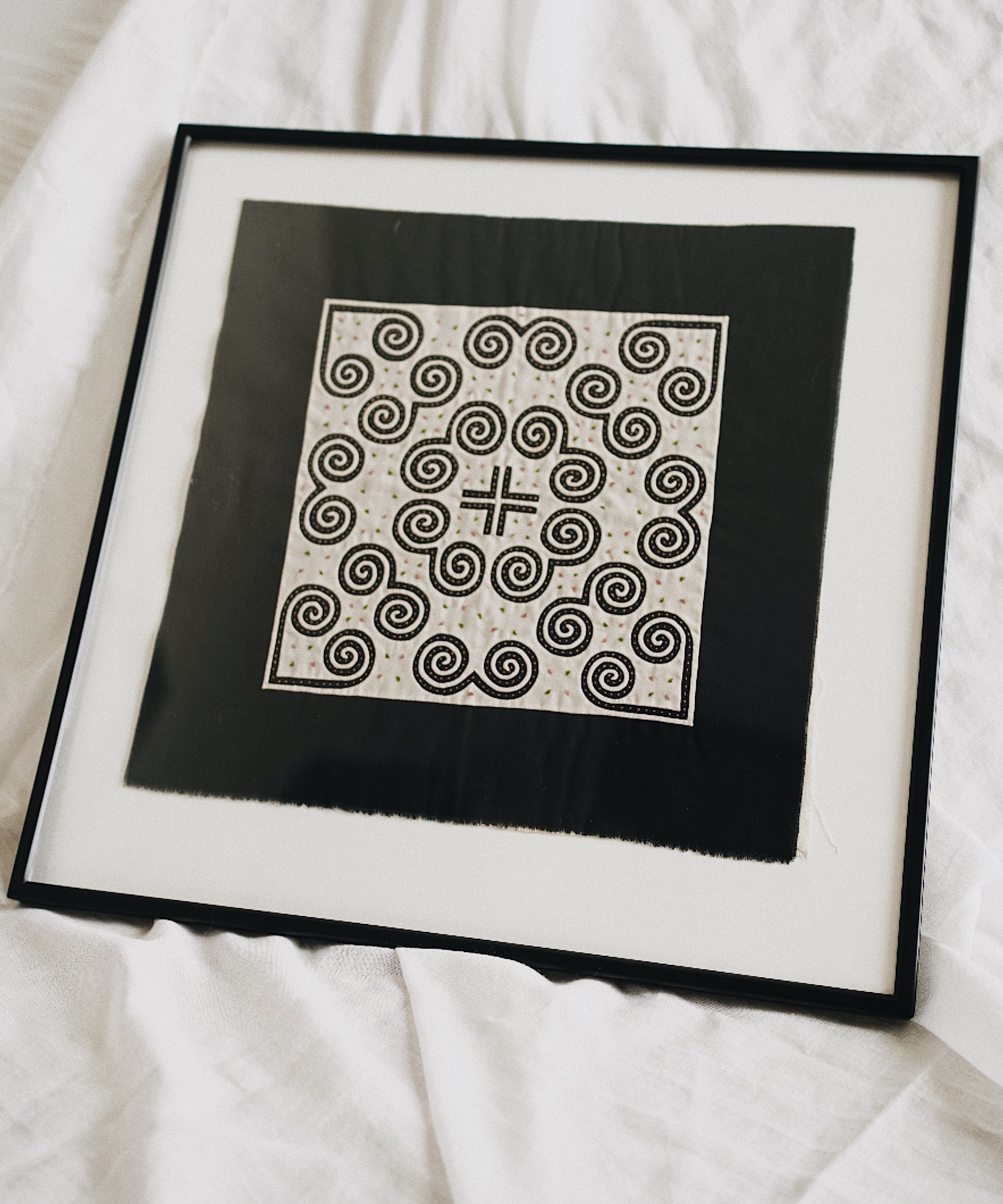 Midnight Vintage Hand Embroidered Textile Wall Art
