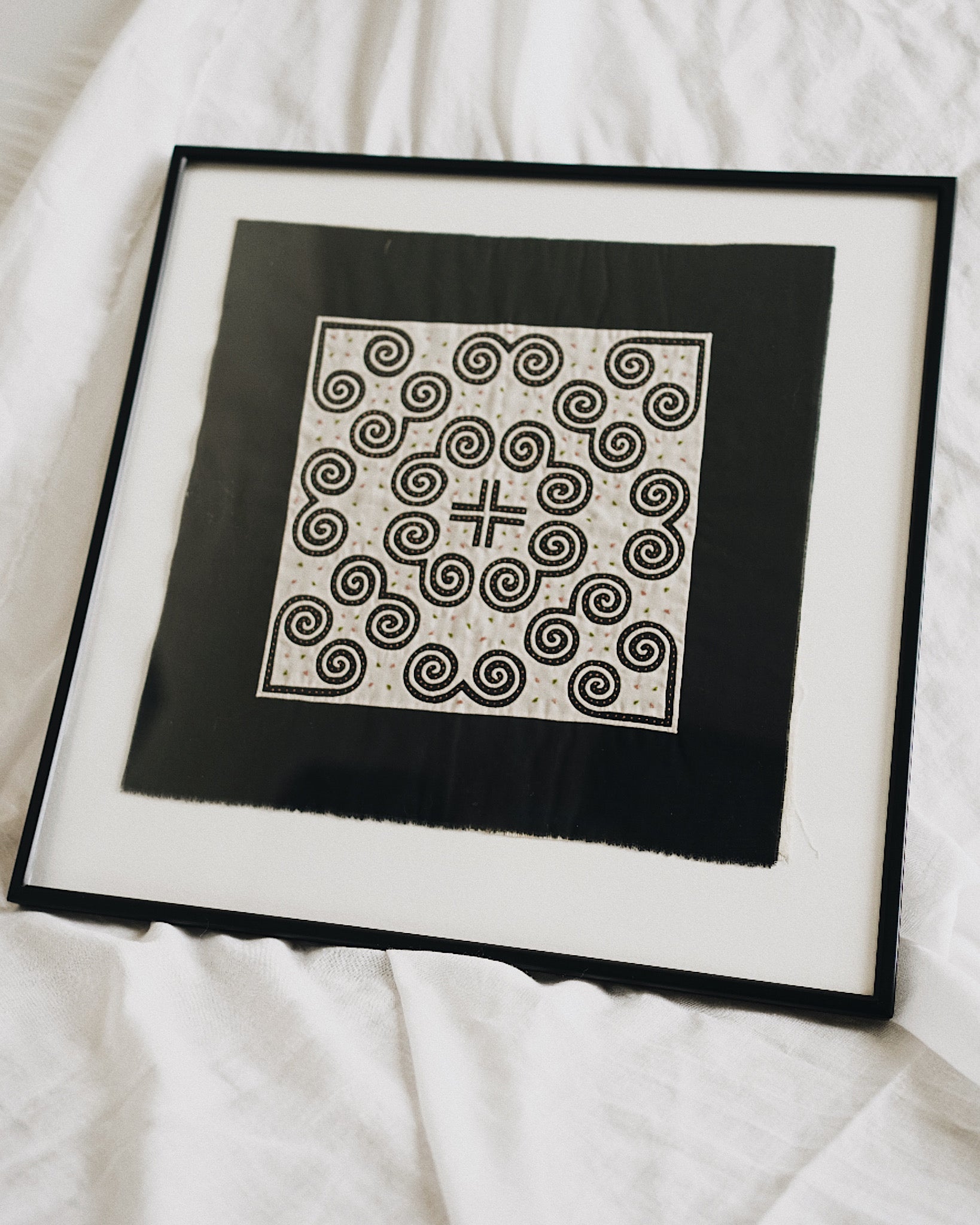 Midnight Vintage Hand Embroidered Textile Wall Art